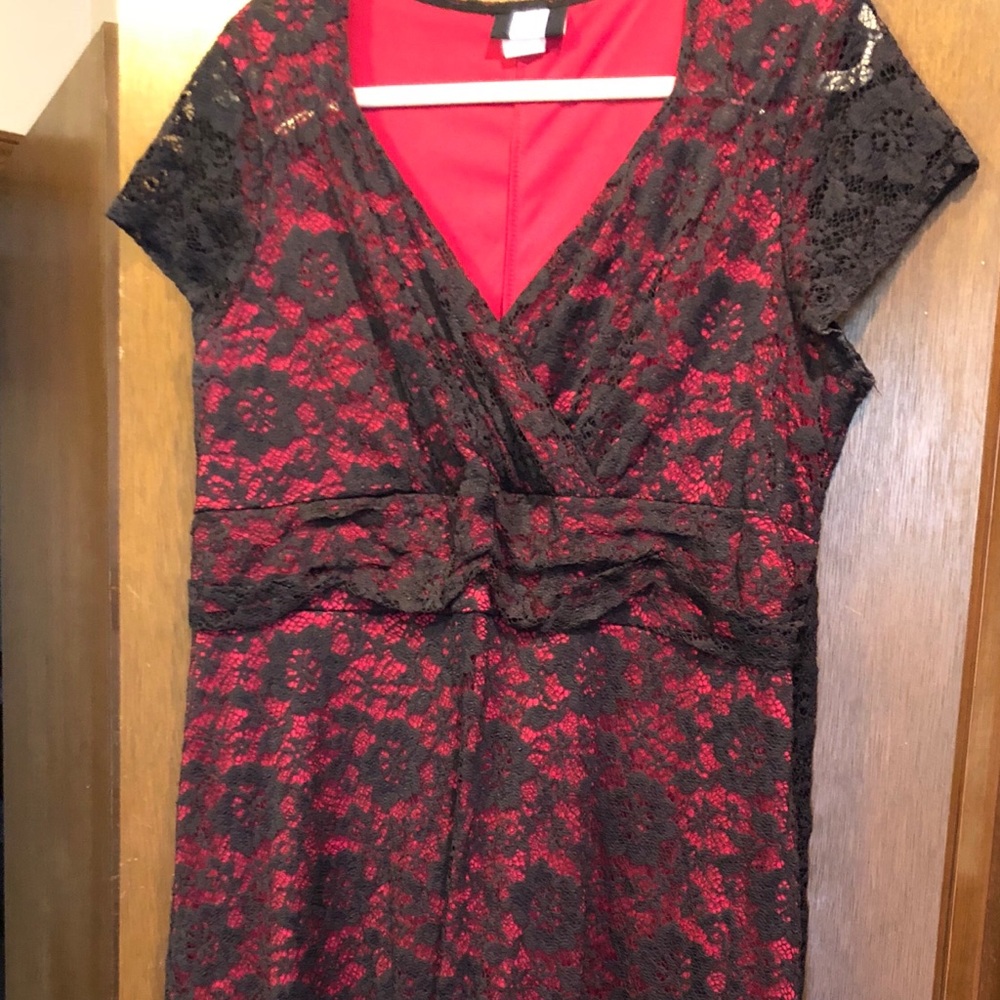 Studio 1940 Black Lace over Red Dress